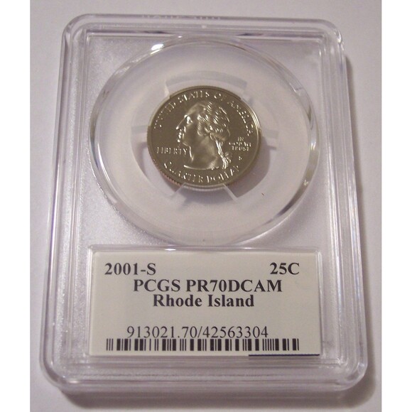 2001 S Clad Rhode Island State Quarter Proof PR70 DCAM PCGS Flag Label - Picture 2 of 2